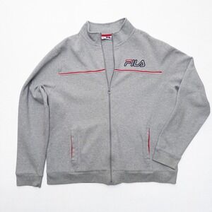 Fila Track Jacket Men XXL Grey Full Zip Athletic Sportswear Casual